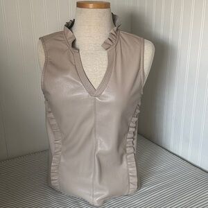 Elegant Sleeveless Ruffle Top - Cream